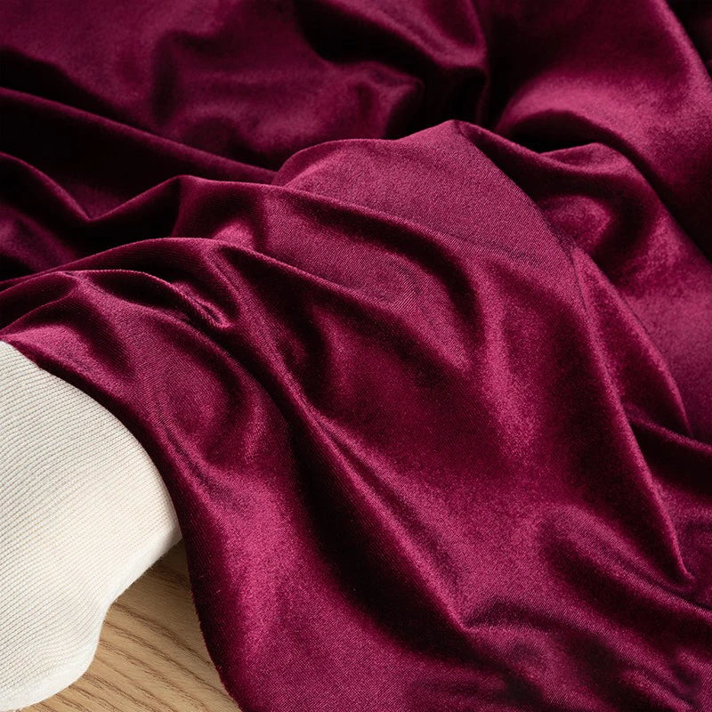 Premium Stretch Gold Velvet Fabric - Soft Plush Material for Evening Gowns