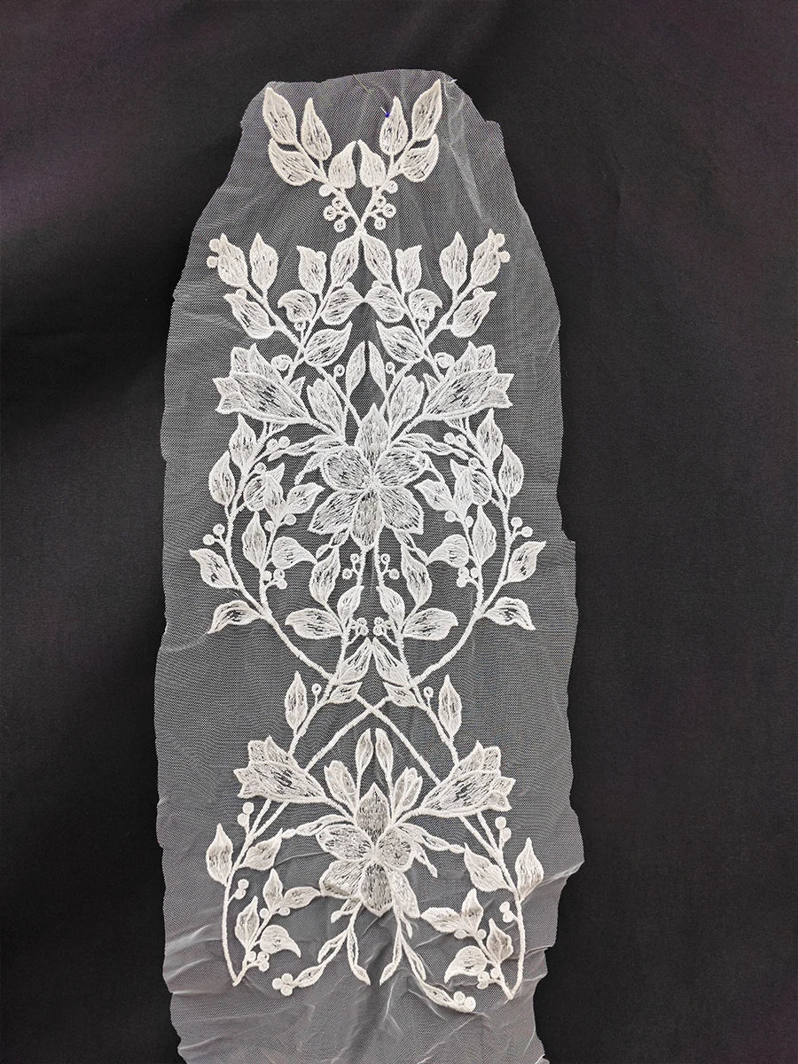 Pegatinas de flores de encaje bordado blanco, materiales de decoración para vestidos de boda, accesorios de diseño DIY