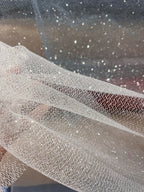 Tela de malla fina con destellos en aerosol plateado brillante para vestido de novia, tela para decoración de fondo DIY