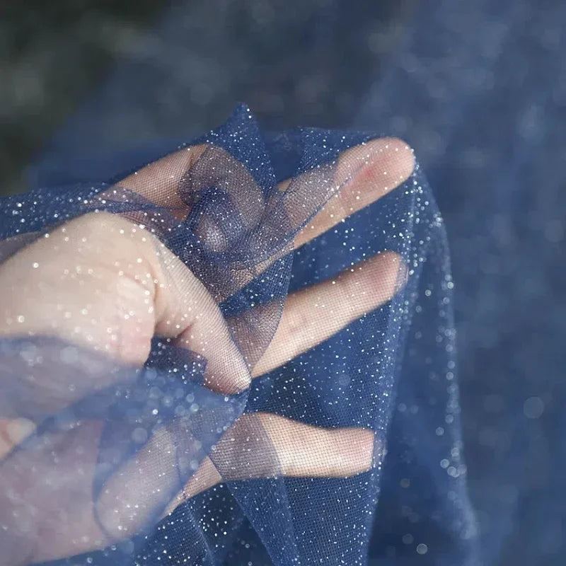 Shiny Silver Gold Spray Headscarf Fine Powder Mesh Fabric for Wedding Dress Photography Background Yarn