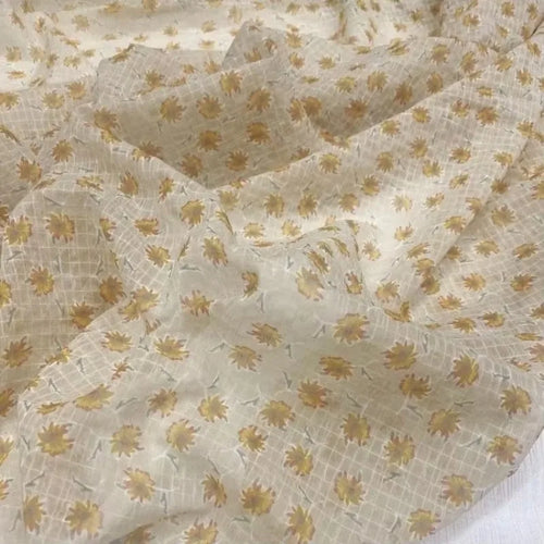 Apricot Bubble Chiffon Fabric - Daisy Small Check Pattern Material - fabric photo 1