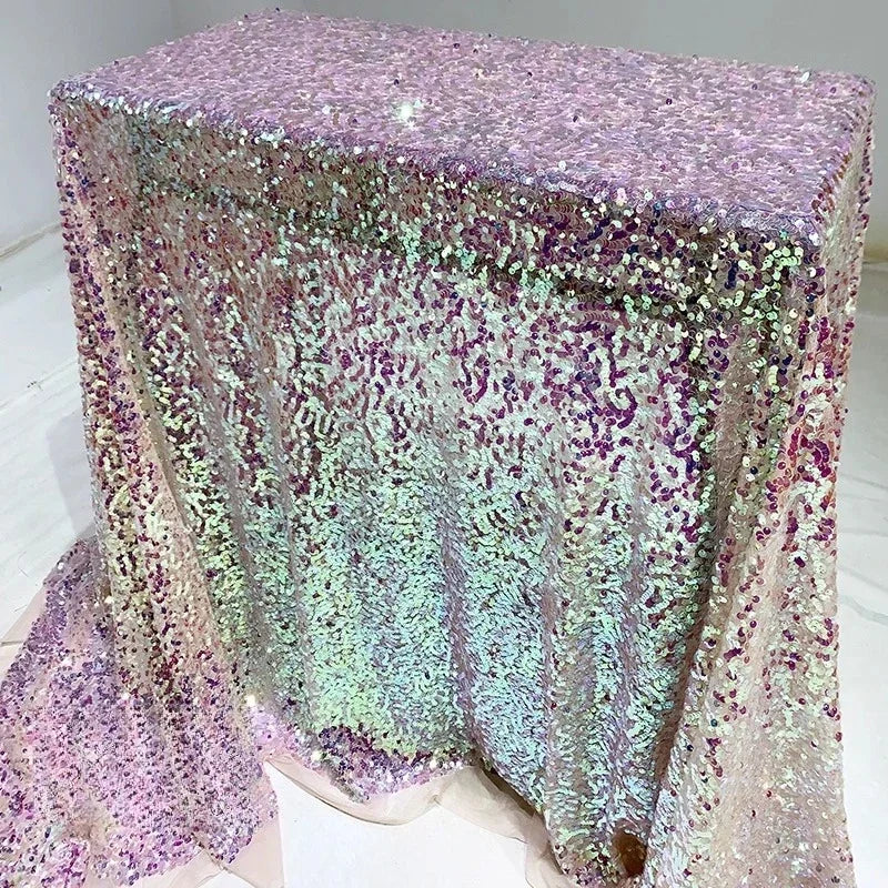 Colorful 6MM Sequin Mesh Fabric Encrypted Embroidery Laser Sewing Stage Costumes Evening Gowns DIY Curtain Fabric