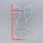 White Lace Applique Beaded Fabric - Wedding Dress Evening Gown Handcraft Accessories