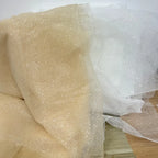 Champagne Foil Stamping Shiny Mesh Fabric - Wedding Dress Material 160cm