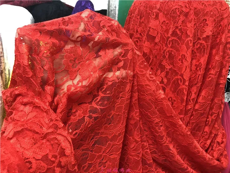 قماش دانتيل مطاطي برتقالي فلوري شفاف شبكي مع تطريز وردي للفساتين وملابس الأداء قماش شبكي شفاف زهري