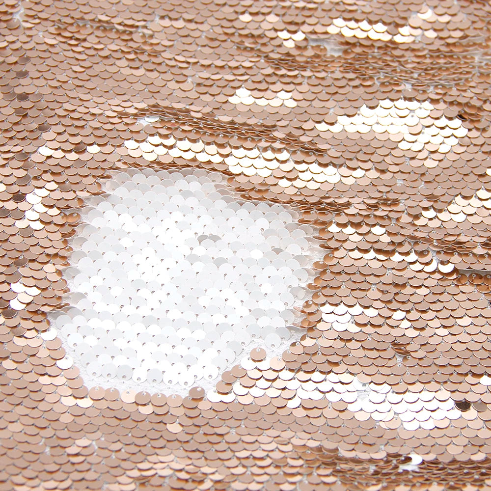 Tela reversible de lentejuelas bicolor para vestido de noche, diseño de lazos para el cabello, accesorios para mujer