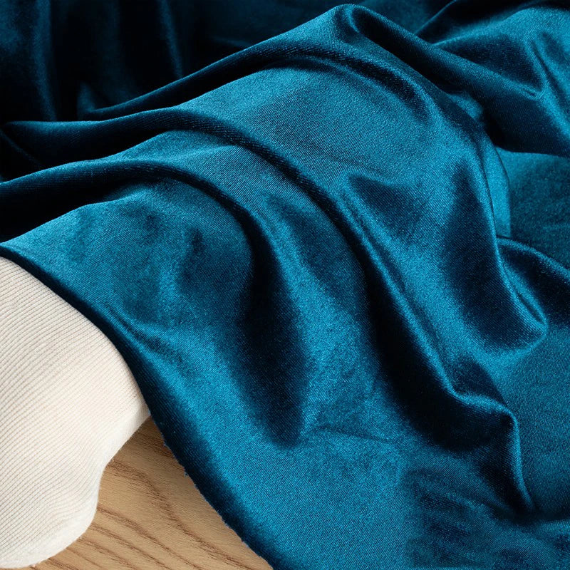 Premium Stretch Gold Velvet Fabric - Soft Plush Material for Evening Gowns