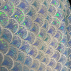 Mermaid Fish Scale Sequin Lace Mesh Fabric - Iridescent Holographic