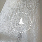 فستان دانتيل أبيض فاخر عالي الجودة مصنوع يدويًا من شال مطرز بالترتر، فستان زفاف، فستان سهرة من القماش