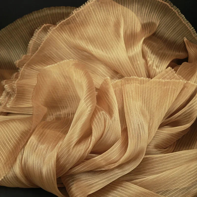 Folded And Textured Fabric With Over 30 Colors Of Mesh Fabric For Petal Shaped Production Of High-end Evening Dresse And Wedding