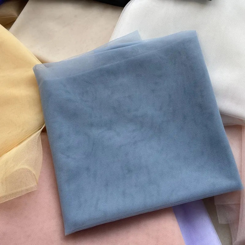 Tela de malla de gasa ligera con efecto niebla, hilo de tul azul suave, velo de fondo DIY, vestido de novia, tul de hadas, material de decoración nupcial