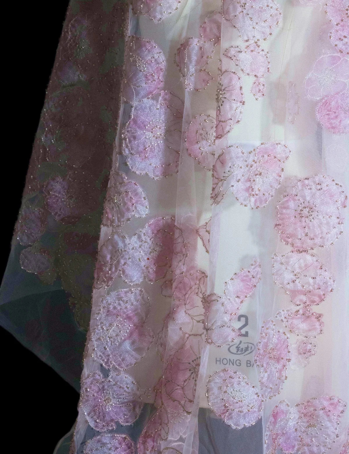 Tela de organza de malla de encaje de flores rosas para decoración de escenario de boda, velo, mesa de postres, mantel de malla