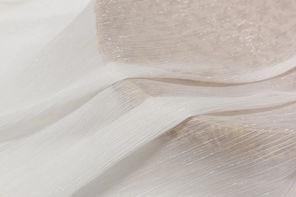 Silver Silk Wrinkled Bright Pleated Crepe - Hanfu Sleeve & Stage Lolita DIY