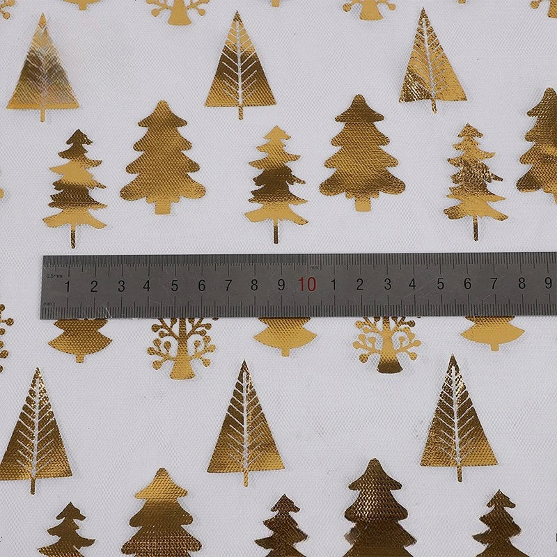 Christmas tree with gold-embroidered organza fabric suitable for Christmas decoration tablecloths and stage costumes