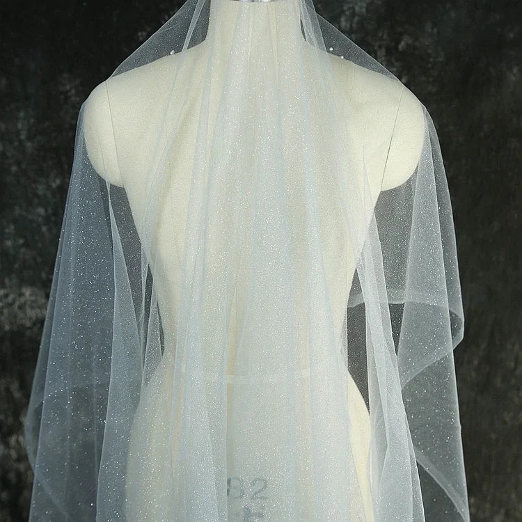 Shiny Silver Gold Spray Headscarf Fine Powder Mesh Fabric for Wedding Dress Photography Background Yarn