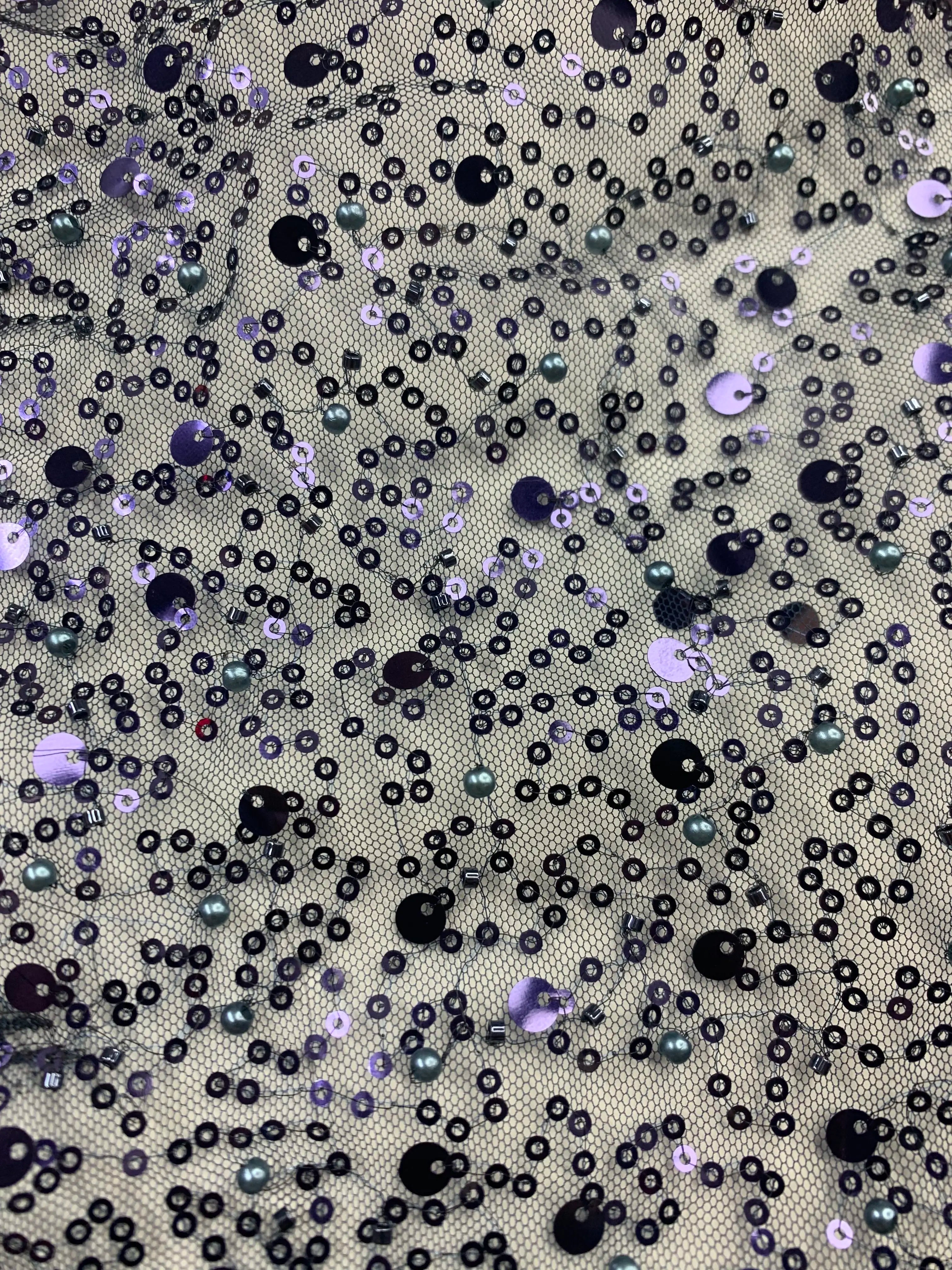 New Mesh Embroidery Pearl Sequins Scattered Pearl Embellishment Fabric Handmade DIY Fabric Wedding Dress Veil Skirt