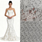 Nueva tela bordada con encaje hueco para coser vestidos de novia y de noche de alta gama, decoración DIY para manteles, tela decorativa.