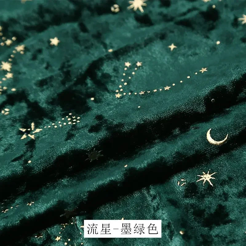 Gold foil studded constellation velvet fabric diamond shine glued foil meteor pattern for cheongsam dress stage and DIY sewing