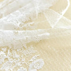 Tela de encaje bordado de malla de algodón blanco de alta calidad para vestidos de novia, adornos y accesorios de vestir.
