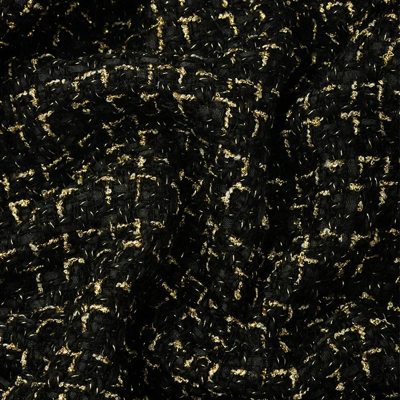 قماش منسوج بخشونة على شكل عطر صغير، شبكة سلكية ذهبية، قماش تويد عصري مطاطي، ملابس نسائية عصرية، قماش حرفي