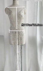 إكسسوارات الدانتيل والتطريز بالخرز الأسود والفضي الفاخر عالي الجودة وخياطة فستان الزفاف والديكور