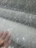 Silver Powder Spray Fine Glitter Lace Mesh - Wedding Dress Fabric