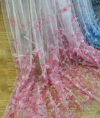 Luxury Butterfly Beaded Mesh Lace Fabric Sparkling Rhinestone Tulle Material For Bridal Gown Performance Outfit Creative DIY