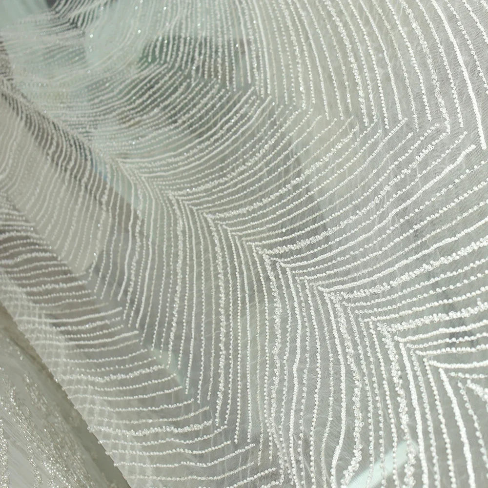 Luxury Sequin Beaded Floral Mesh - Wedding Formal Gown Lace Fabric