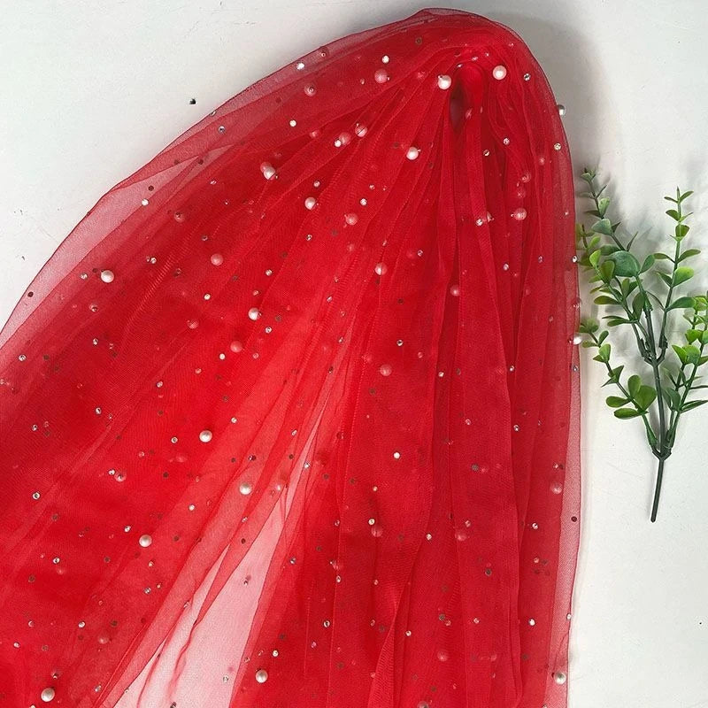 Soft Pearl Tulle Fabric - Delicate Mesh for Bridal Gowns & Elegant Backdrops