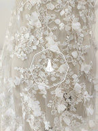 فستان زفاف مطرز بقماش التول 6420 متطور ثلاثي الأبعاد على شكل زهرة وأظافر وخرز وتزيين تنورة مصنوع يدويًا بنفسك