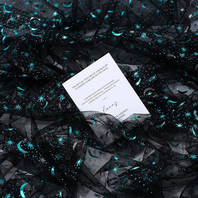 Green Star And Moon Yarn Bronzing Mesh Dress Childrens Clothing Accessories Flower Valentine's Day Gift Box Background Clothing