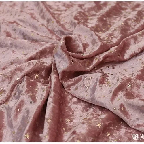 Gold foil studded constellation velvet fabric diamond shine glued foil meteor pattern for cheongsam dress stage and DIY sewing