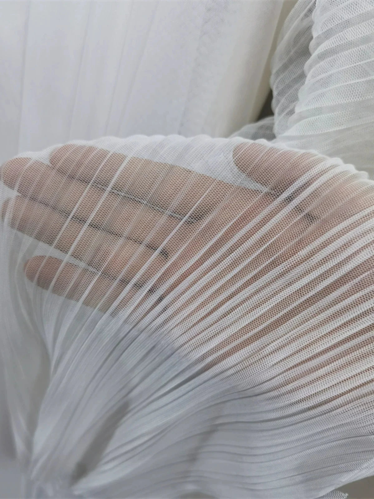 High end designer mesh pleated fabric, accordion pleated high drape fabric, semi transparent mesh stage fabric
