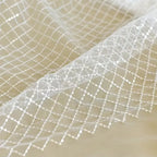 White Size Grid Glitter Embroidery Lace Fabric for Wedding Dress DIY Handmade Material