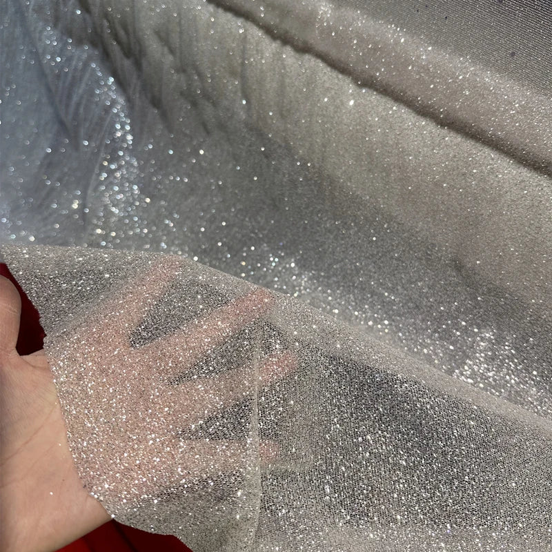 Crypto Gilding Spray Silver Sterling Silver Glitter Transparent Mesh Fabric Dress Wedding Dress Home Decoration Fabric