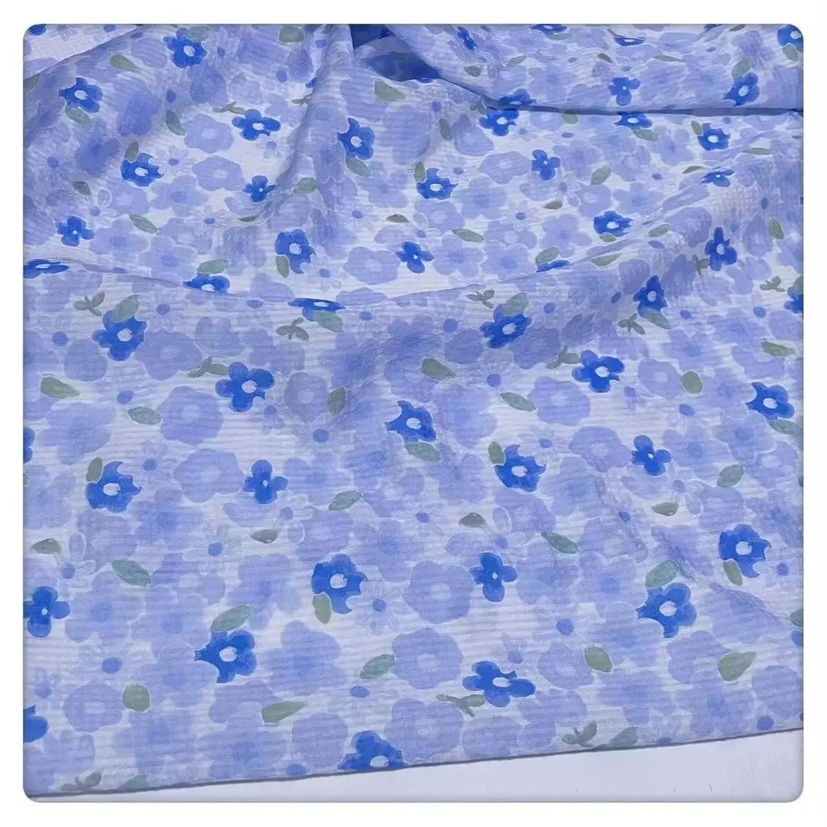 قماش قطني بملمس الفقاعات الزهرية الزرقاء - مادة ناعمة وجيدة التهوية