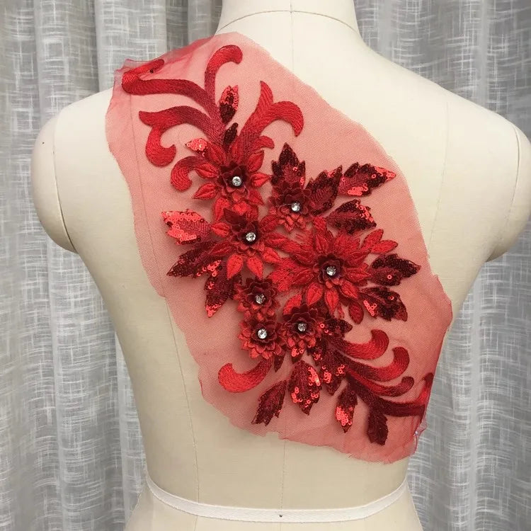 فستان سهرة مخصص من الدانتيل على شكل زهرة ثلاثية الأبعاد، ملابس الأم، إكسسوارات الملصقات