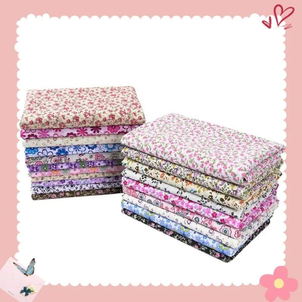 Tela rústica de algodón con pequeñas flores - Material para manualidades de ropa de bebé (160 cm)