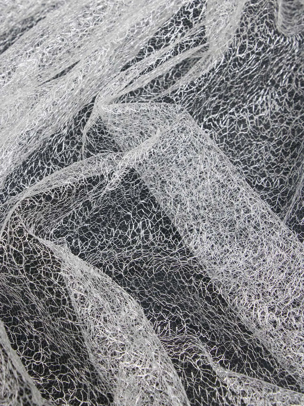 Tejido de malla hueca ligera de seda blanca con encaje creativo, perspectiva para decoración de bodas, ropa de diseñador, tela de hilo ligero