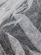 Tejido de malla hueca ligera de seda blanca con encaje creativo, perspectiva para decoración de bodas, ropa de diseñador, tela de hilo ligero