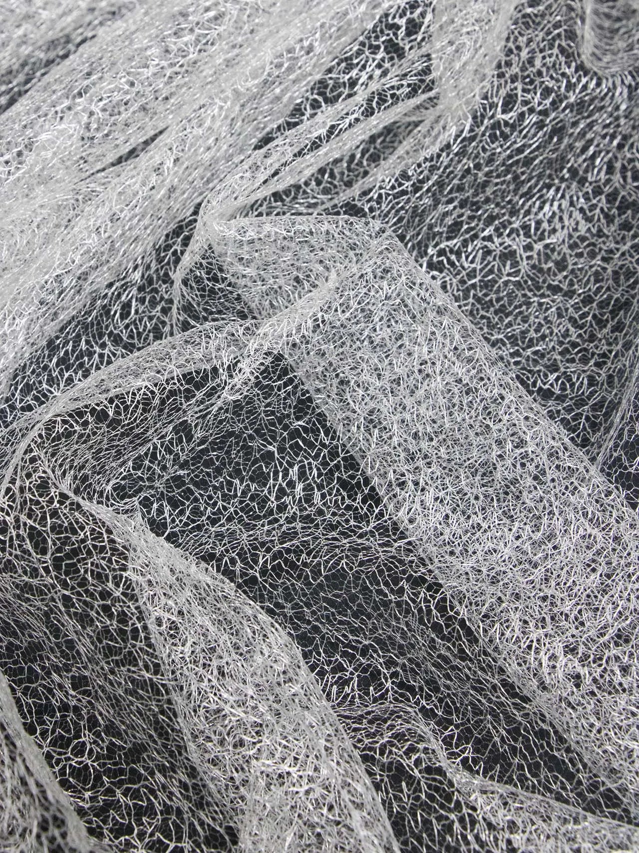 Tejido de malla hueca ligera de seda blanca con encaje creativo, perspectiva para decoración de bodas, ropa de diseñador, tela de hilo ligero