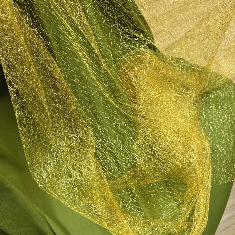 Delicate Gold Lurex Mesh Lace - Evening Dress Party Wedding Curtain DIY Fabric