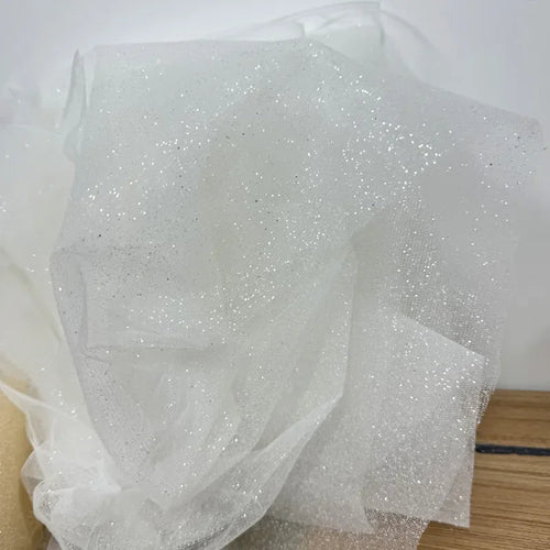 Champagne Foil Stamping Shiny Mesh Fabric - Wedding Dress Material 160cm - fabric photo 1