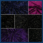 Gold Foil Studded Constellation Velvet Fabric - Diamond Shine Meteor Pattern 145cm