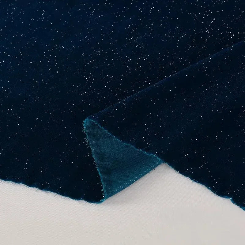 قماش مخملي حريري لامع مرصع بالنجوم - مادة ناعمة لامعة متألقة