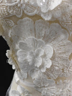 Luxury three-dimensional flower nail bead sequin embroidery fabric wedding dresses evening gowns skirt decorations DIY fabric