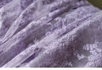 Tela bordada de encaje morado de malla de algodón puro para vestido de boda, cortina, ropa de muñeca, fondo, material de costura artesanal.