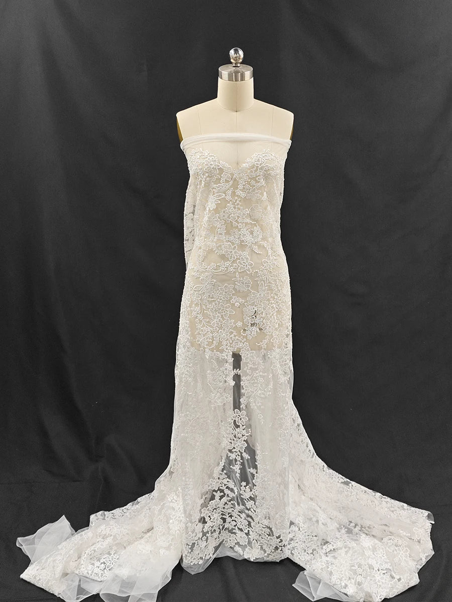 قماش دانتيل قابل للذوبان في الماء من قماش شبكي مطرز بالترتر، فستان زفاف، تنورة فستان سهرة، خلفية تصوير DIY، مفرش طاولة