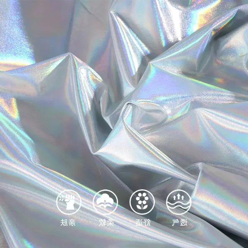 Silver Holographic Foil Spandex - Four Way Stretch Fabric