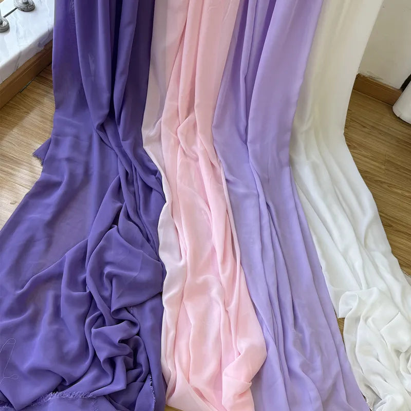 Tela de gasa para vestidos, vestidos, faldas, camisas, ropa, decoraciones y proyectos de costura DIY, rosa y morado
